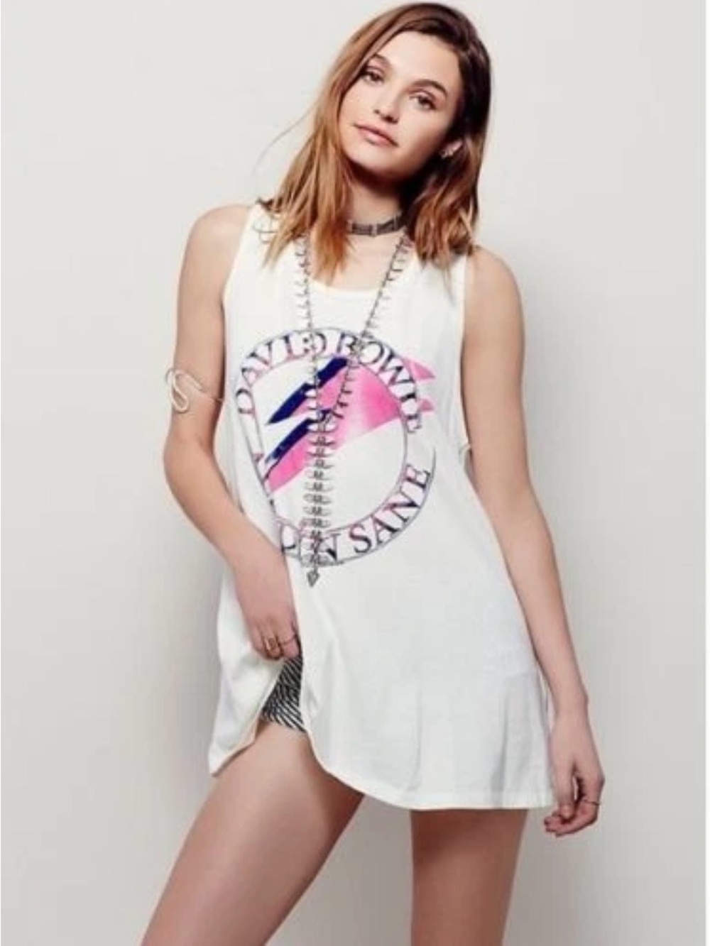 Trunk Ltd x Free People David Bowie Aladdin Sane tank tunic PTP 20”-22” EUC